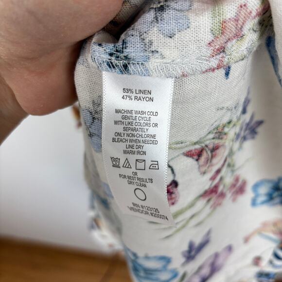 Chadwicks of Boston Petite Large Sleeveless Midi Maxi Dress Linen Blend Floral - Picture 7 of 7